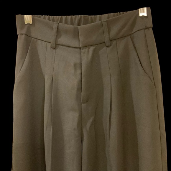 None Pants - High Waist Pants, Pleated Front, Full Leg, Back Elastic Waist, Belt Loops, Sz S